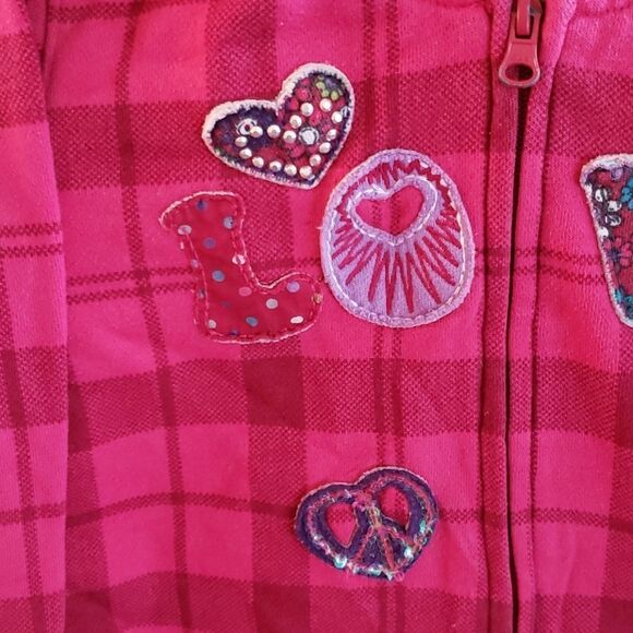 Childrens Place Pink Plaid Hooded Sweatshirt Sz L - Picture 2 of 6